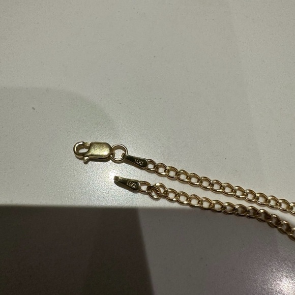 14K Solid Yellow Gold Curb Chain Necklace | 16” - Picture 6 of 7